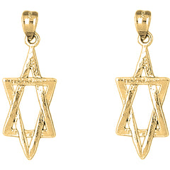 14K or 18K Gold 36mm Star of David Earrings