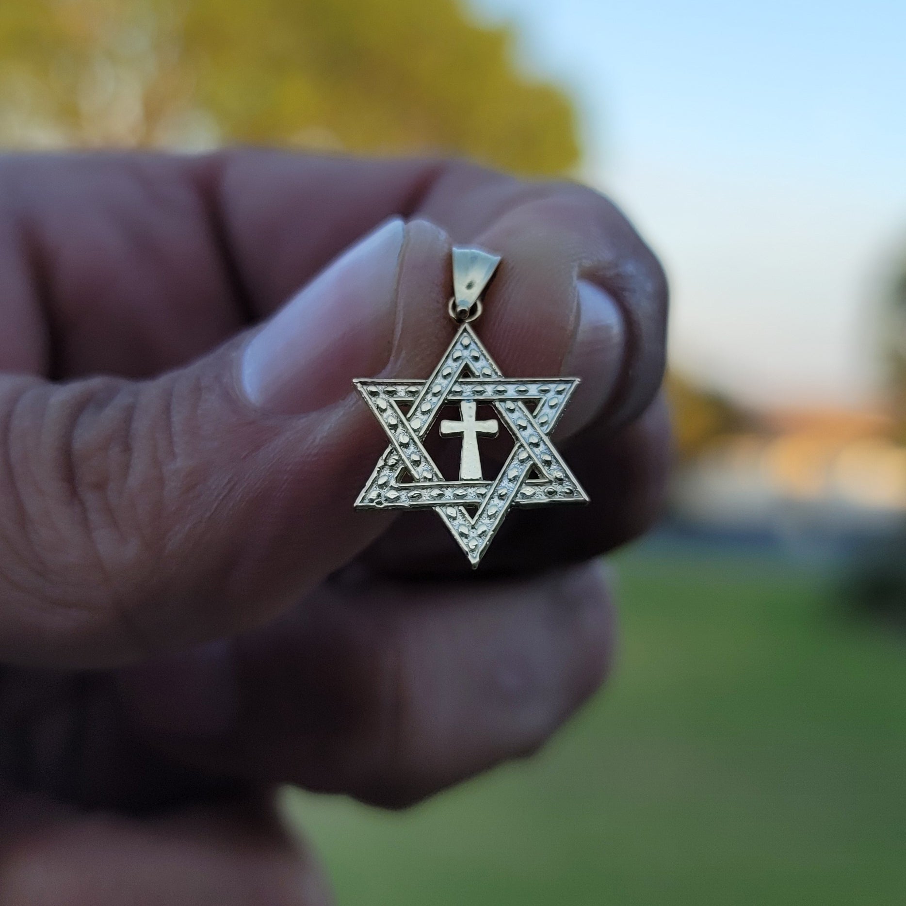 14K or 18K Gold Star of David with Cross Pendant