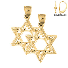 Sterling Silver 22mm Star of David Earrings (White or Yellow Gold Plated)