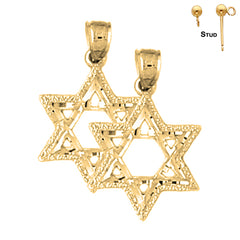 Sterling Silver 22mm Star of David Earrings (White or Yellow Gold Plated)