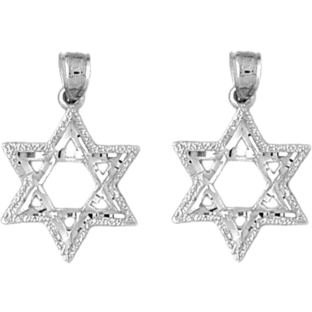 Sterling Silver 22mm Star of David Earrings