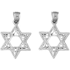 Sterling Silver 22mm Star of David Earrings