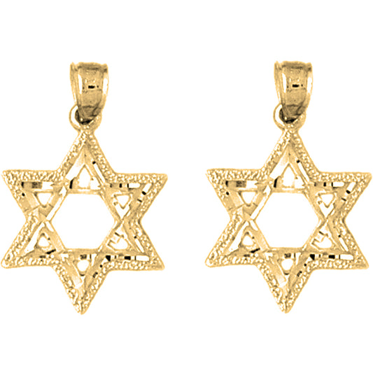 Yellow Gold-plated Silver 22mm Star of David Earrings