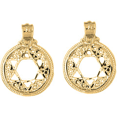 Yellow Gold-plated Silver 20mm Star of David Earrings