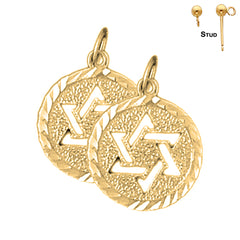 Sterling Silver 20mm Star of David Earrings (White or Yellow Gold Plated)