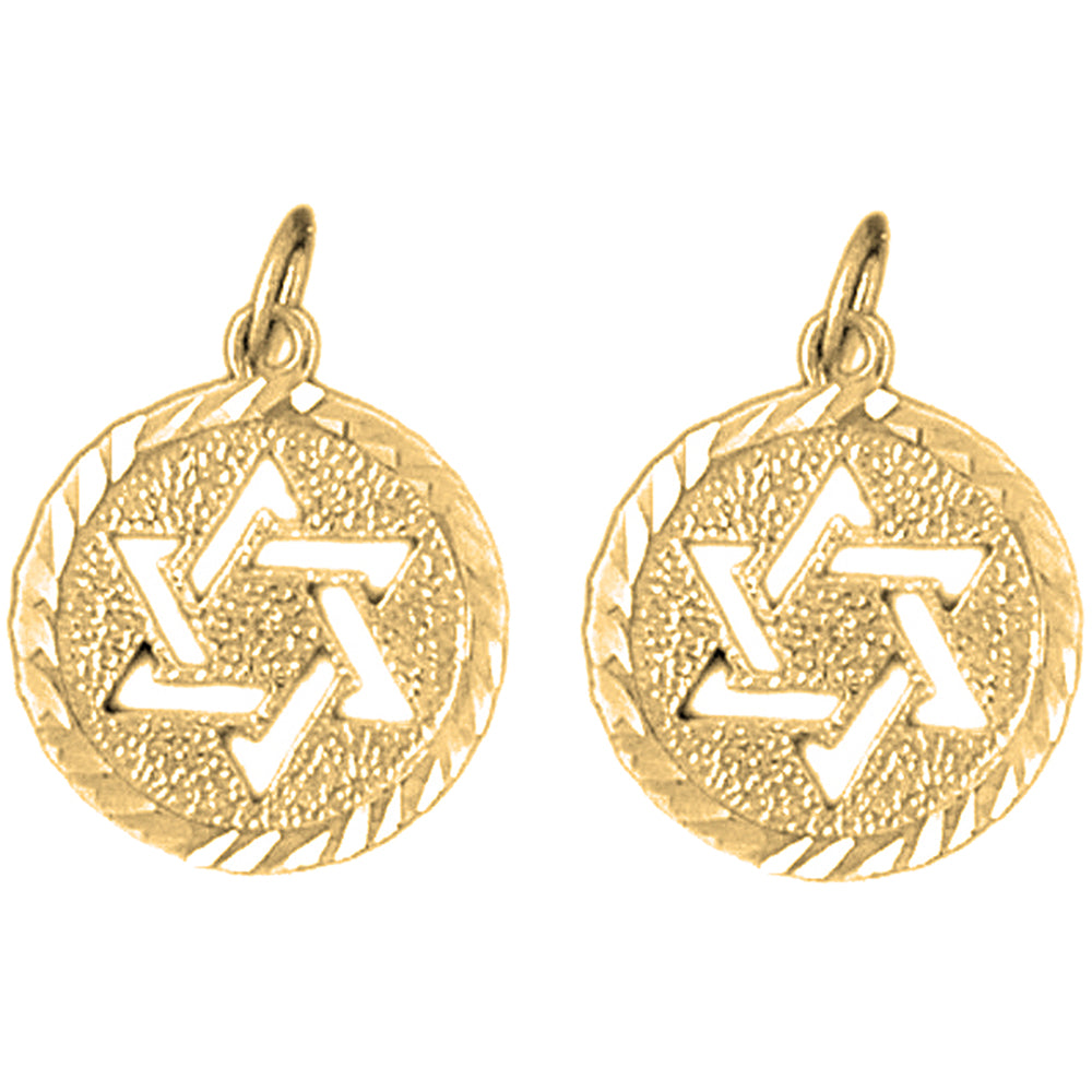 Yellow Gold-plated Silver 20mm Star of David Earrings