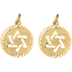 14K or 18K Gold 20mm Star of David Earrings