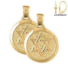 Sterling Silver 20mm Star of David Earrings (White or Yellow Gold Plated)