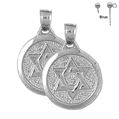 Pendientes de plata de ley con estrella de David de 20 mm (chapados en oro blanco o amarillo)