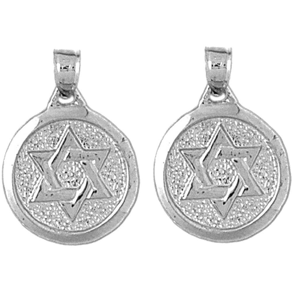 Sterling Silver 20mm Star of David Earrings