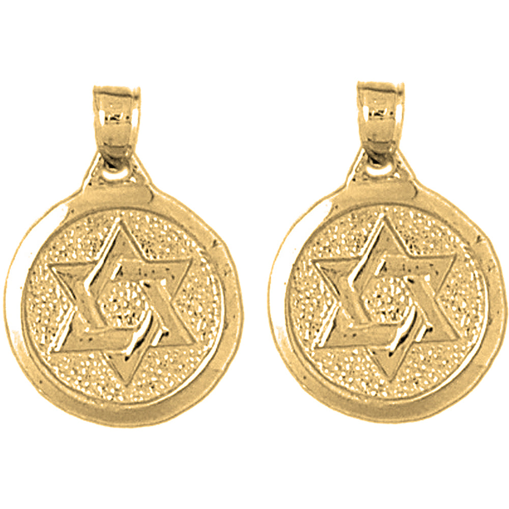 Yellow Gold-plated Silver 20mm Star of David Earrings