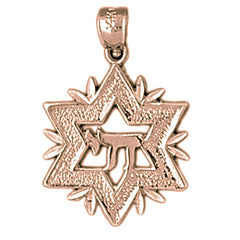 14K or 18K Gold Star of David with Chai Pendant