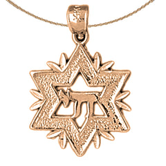 14K or 18K Gold Star of David with Chai Pendant