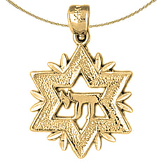 Estrella de David de oro de 14 quilates o 18 quilates con colgante Chai