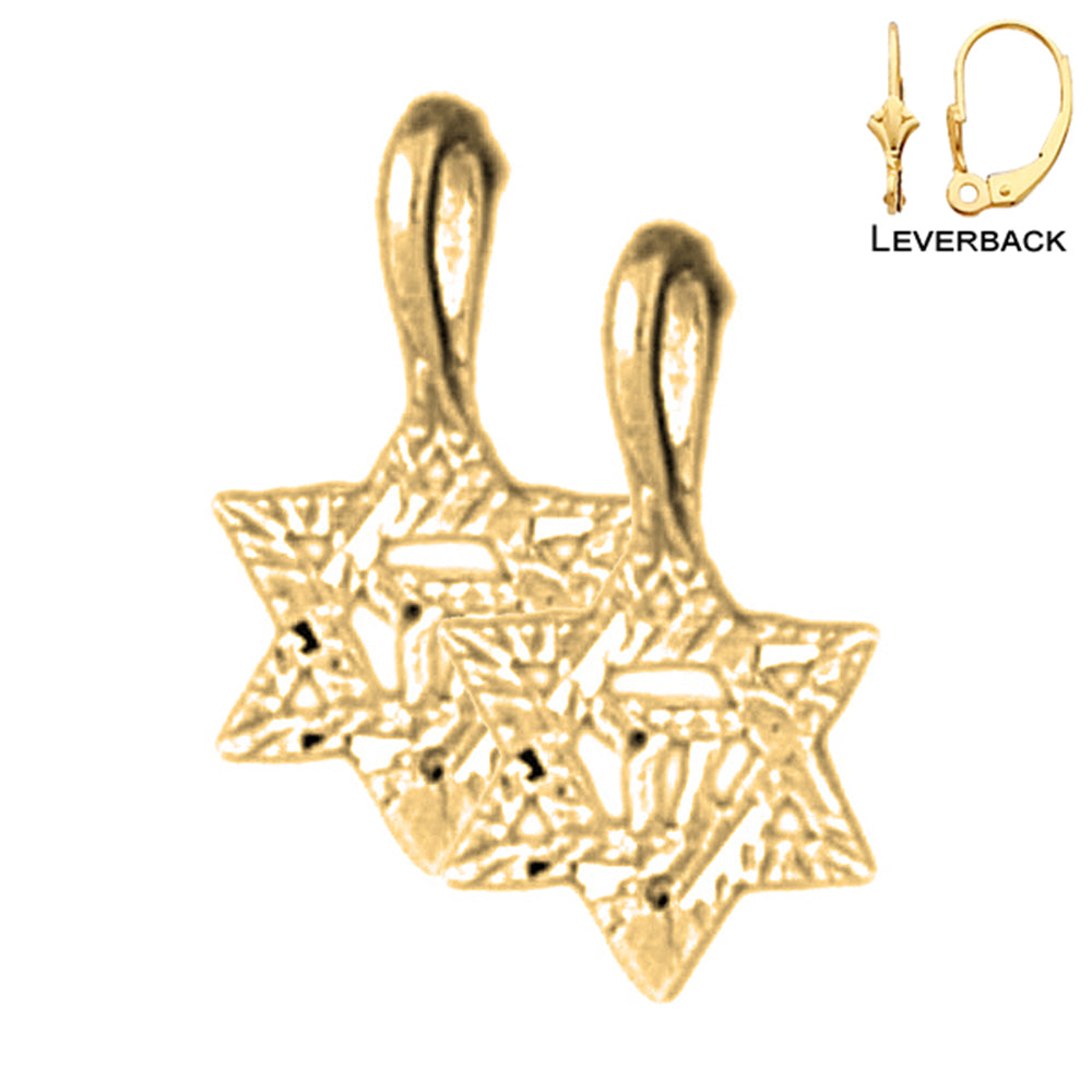 14K or 18K Gold Star of David with Chai Earrings