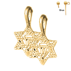 Pendientes Chai con estrella de David de plata de ley de 24 mm (chapados en oro blanco o amarillo)