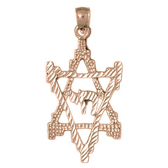 10K, 14K or 18K Gold Star of David with Chai Pendant