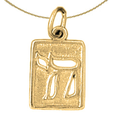 14K or 18K Gold Jewish Chai with Hearts Pendant