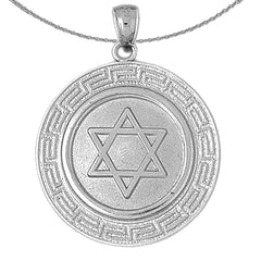 10K, 14K or 18K Gold Star of David with Greek Key Border Pendant