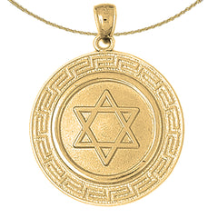 Colgante de estrella de David de oro de 10 quilates, 14 quilates o 18 quilates con borde de llave griega