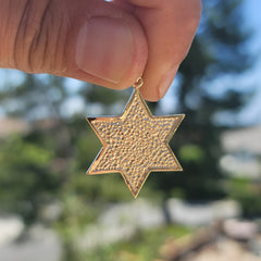 10K, 14K or 18K Gold Star of David with Ten Commandments Pendant