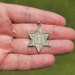 10K, 14K or 18K Gold Star of David with Ten Commandments Pendant