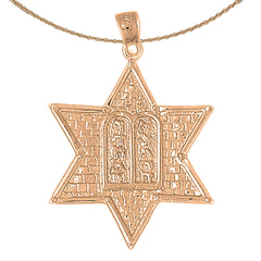 10K, 14K or 18K Gold Star of David with Ten Commandments Pendant