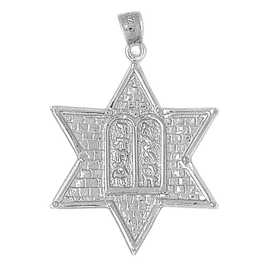 10K, 14K or 18K Gold Star of David with Ten Commandments Pendant