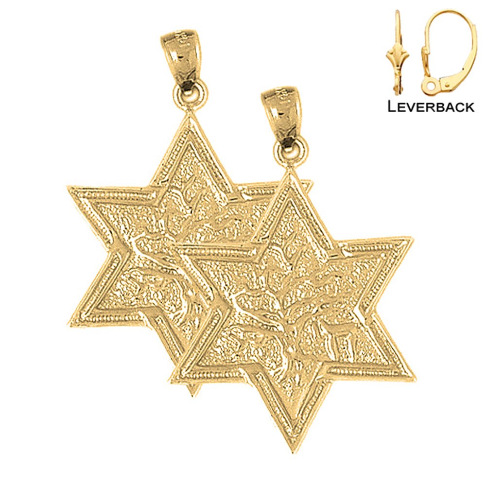 14K or 18K Gold Star of David with Tree of Life Earrings