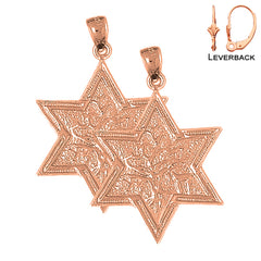 14K or 18K Gold Star of David with Tree of Life Earrings
