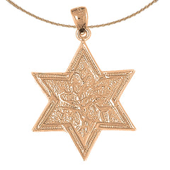 10K, 14K or 18K Gold Star of David with Tree of Life Pendant