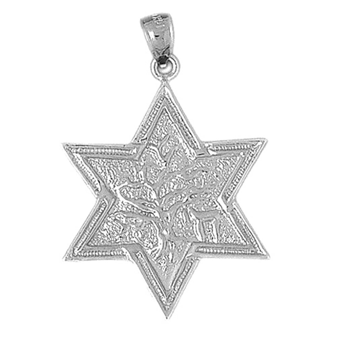 10K, 14K or 18K Gold Star of David with Tree of Life Pendant