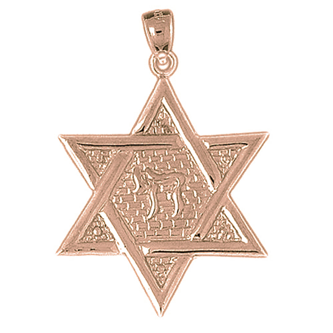 10K, 14K or 18K Gold Star of David with Chai Pendant