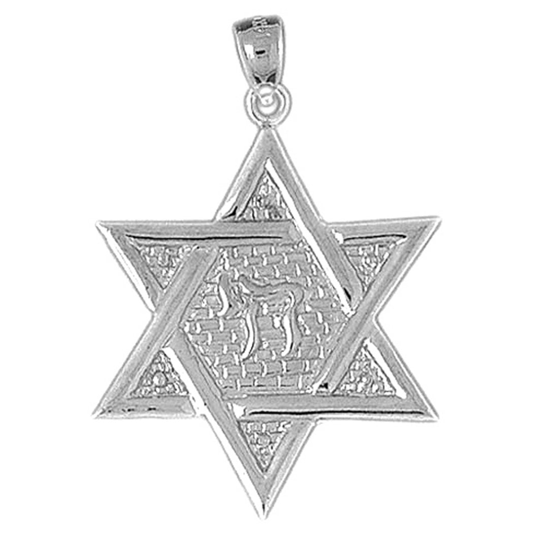 10K, 14K or 18K Gold Star of David with Chai Pendant