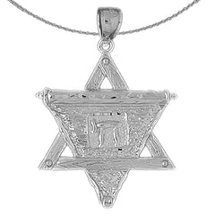 10K, 14K or 18K Gold Star of David with Chai Pendant