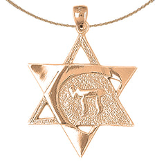 10K, 14K or 18K Gold Star of David with Chai Pendant