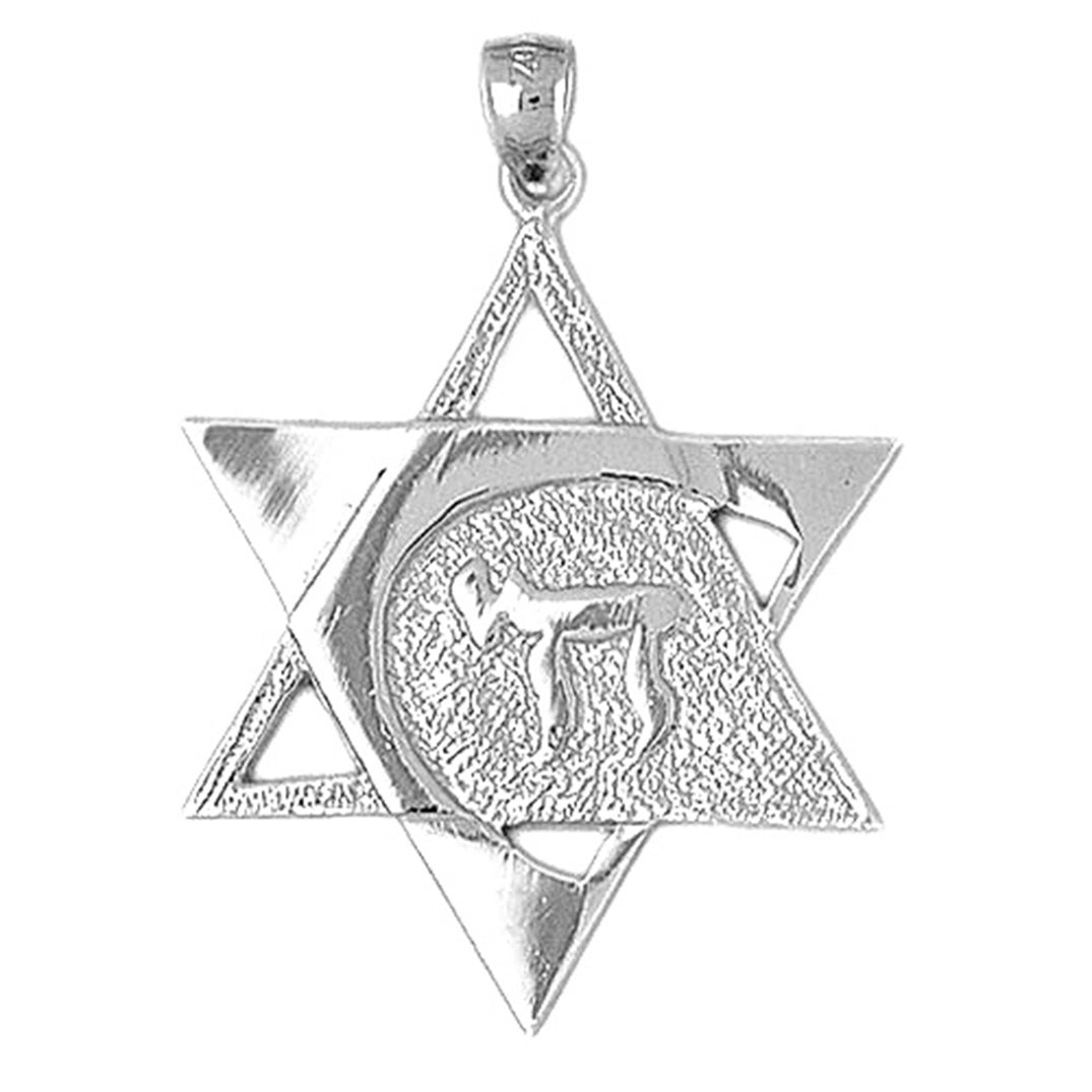 10K, 14K or 18K Gold Star of David with Chai Pendant