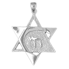 10K, 14K or 18K Gold Star of David with Chai Pendant