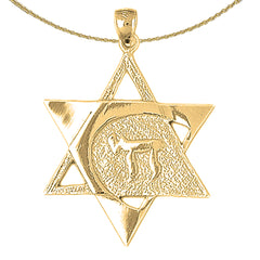 10K, 14K or 18K Gold Star of David with Chai Pendant