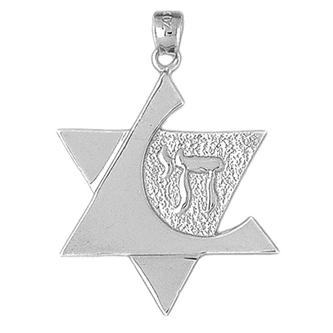 10K, 14K or 18K Gold Star of David with Chai Pendant