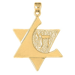 10K, 14K or 18K Gold Star of David with Chai Pendant