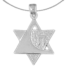 10K, 14K or 18K Gold Star of David with Chai Pendant