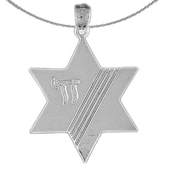 10K, 14K or 18K Gold Star of David with Chai Pendant