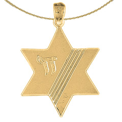 10K, 14K or 18K Gold Star of David with Chai Pendant