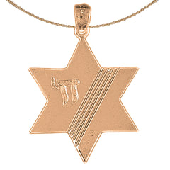 10K, 14K or 18K Gold Star of David with Chai Pendant