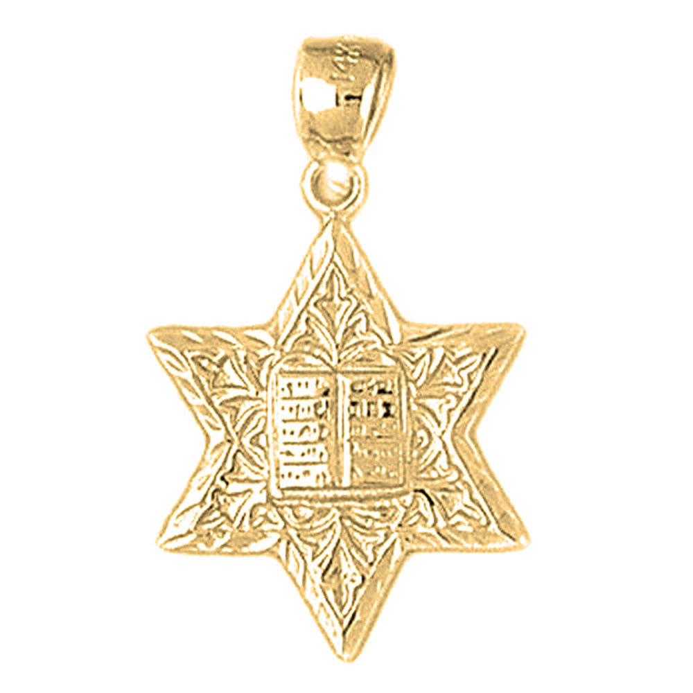 10K, 14K or 18K Gold Star of David with Ten Commandments Pendant