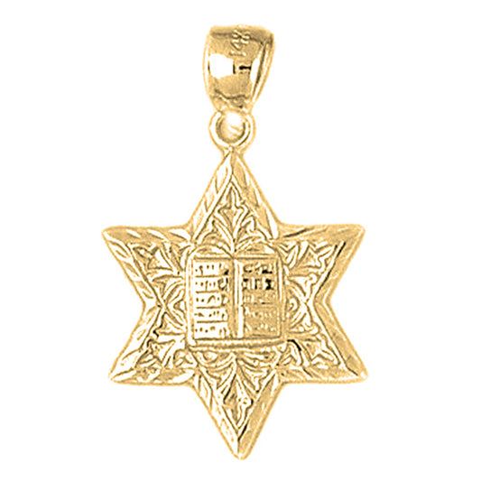 10K, 14K or 18K Gold Star of David with Ten Commandments Pendant