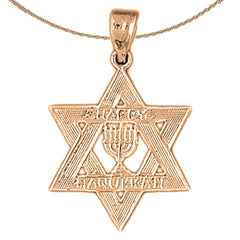 14K oder 18K Gold Happy Hanukkah Davidstern-Anhänger