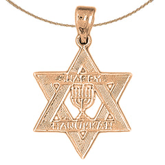 14K or 18K Gold Happy Hanukkah Star of David Pendant