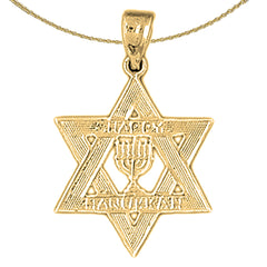Colgante Happy Hanukkah Estrella de David de oro de 14 quilates o 18 quilates